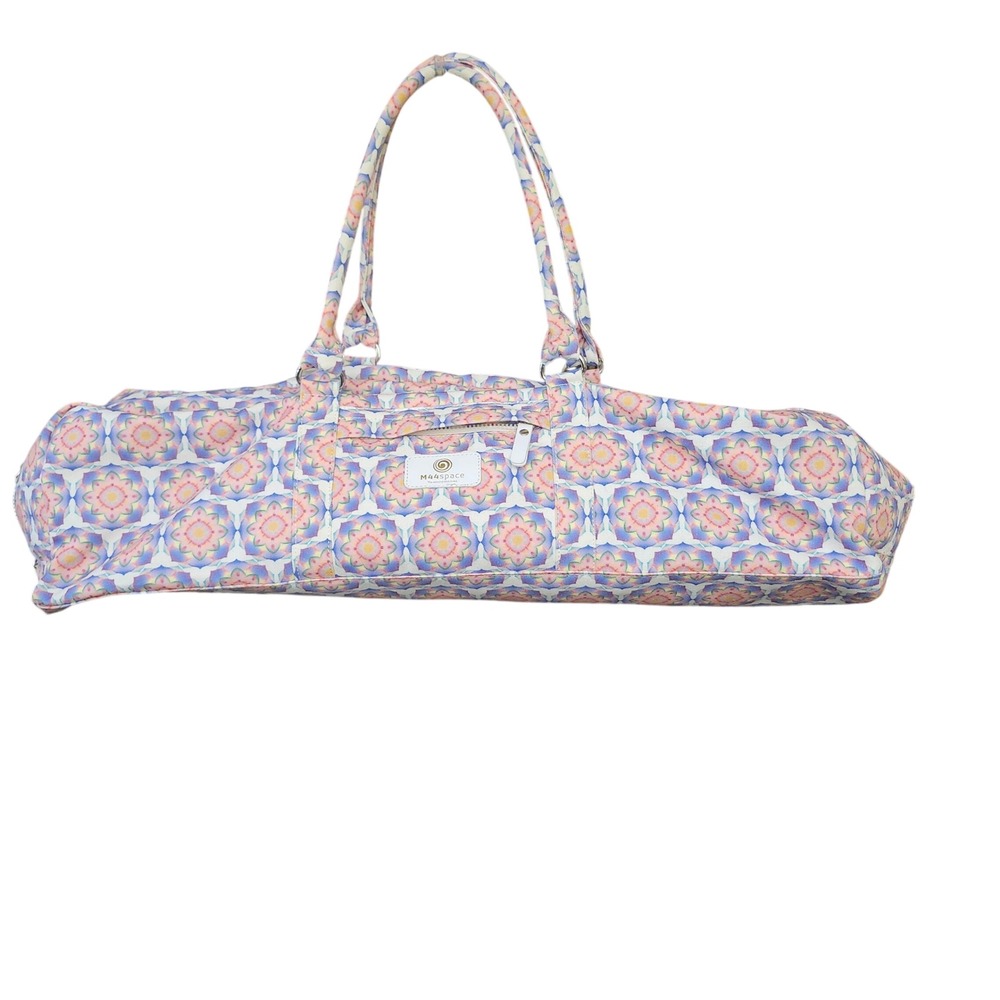 M44space Mandala Yoga Mat Bag Multicolor Geometric Canvas Zippered Tote Bag